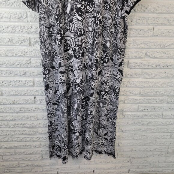 Dreams Co Womens Dress 2X Petite Plus Midi Black Floral Cotton Blend SWE32E - Picture 8 of 12